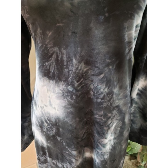 Dress Up Black & White Tie Dye Rayon V-Neck Long Sleeve Knee Length Dress Small - Picture 3 of 12